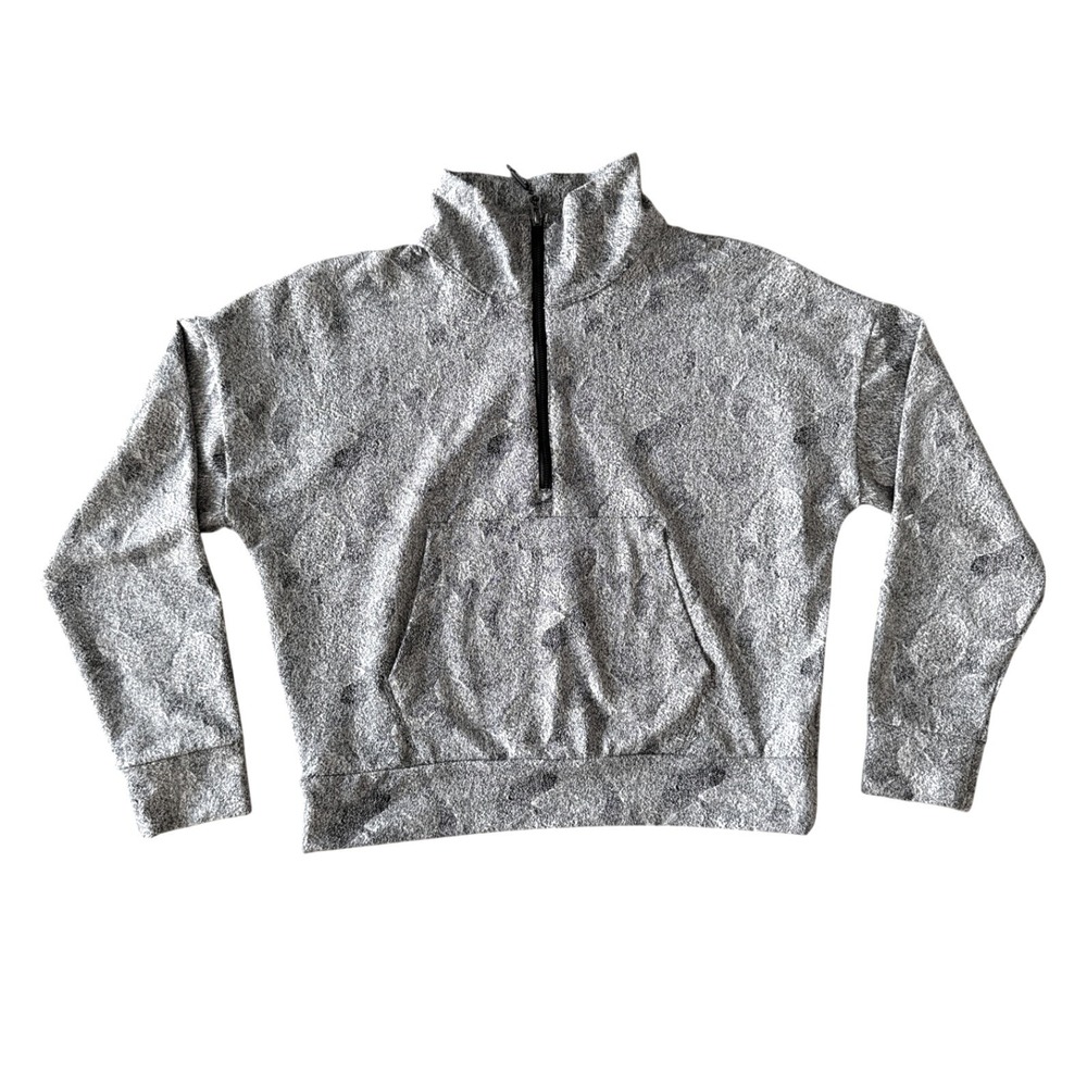 Kyodan Outdoor Womens Gorpcore Pullover Quarter Zip Small Gray Static‎ Print S